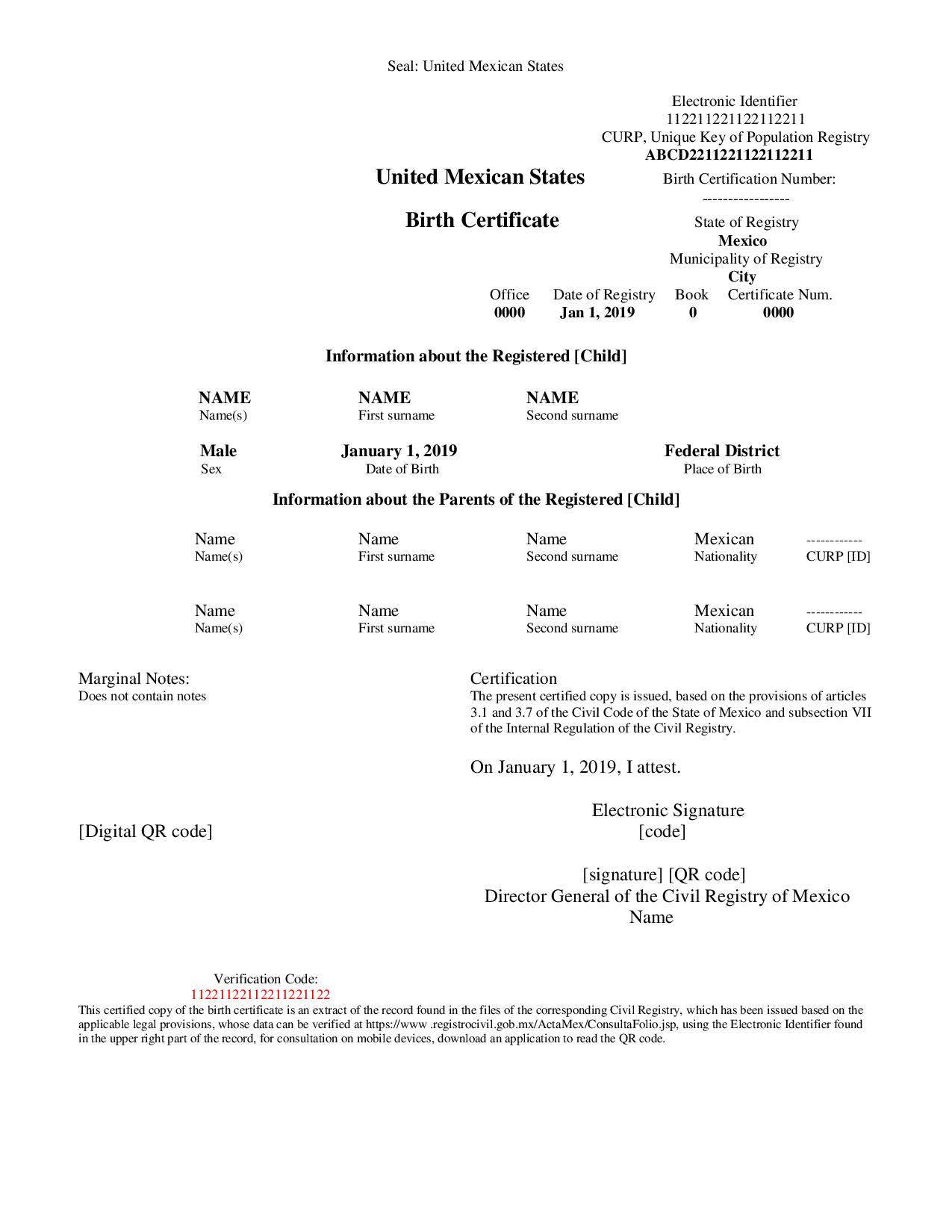 translate birth certificate to english