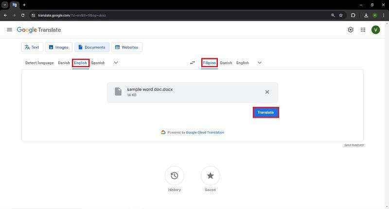 google translate spanish to tagalog